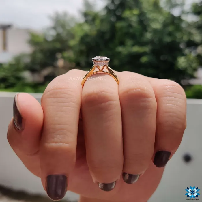 Diamondrensu 187 TCW Round Brilliant Cut Delicate Hidden Halo Moissanite Engagement Ring Rings Diamondrensu 187 TCW Round Brilliant Cut Delicate Hidden Halo Moissanite Engagement Ring Rings