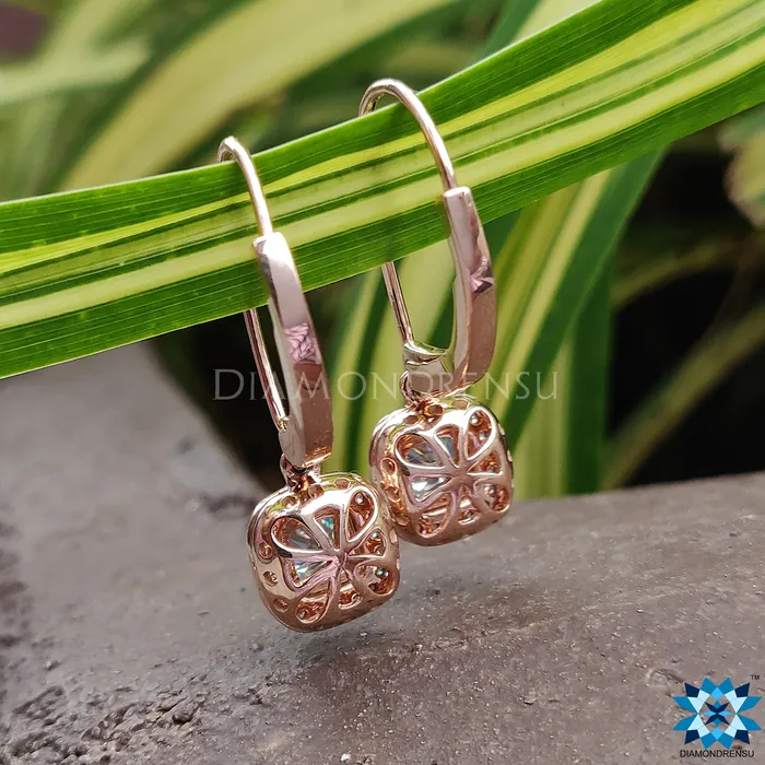 Diamondrensu Earrings Dangle Drop Earrings 144 TCW Cushion Cyan Blue Moissanite Halo Earrings Diamondrensu Earrings Dangle Drop Earrings 144 TCW Cushion Cyan Blue Moissanite Halo Earrings
