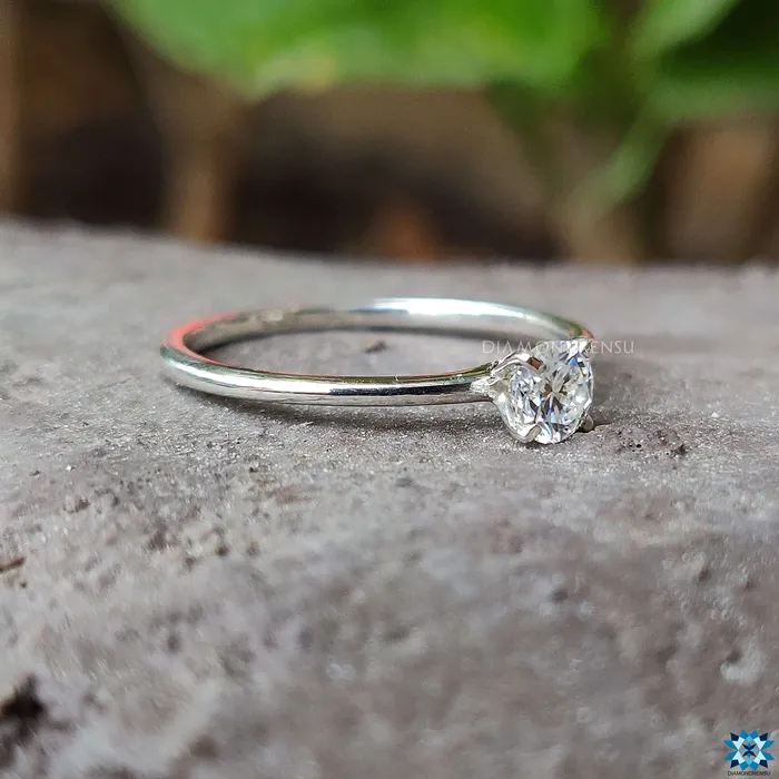 Diamondrensu Rings Dainty Delicate 024 CT Round Moissanite Solitaire Engagement Ring