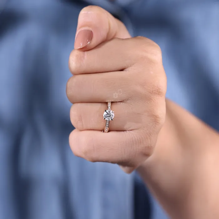 Diamondrensu Rings Round Diamond Engagement Ring 116 TCW EFVVS Round Lab Grown Diamond Ring Anniversary Gift Ring for Her