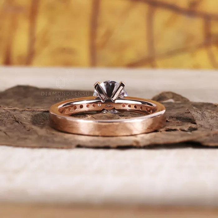 Diamondrensu Rings Round Diamond Engagement Ring 116 TCW EFVVS Round Lab Grown Diamond Ring Anniversary Gift Ring for Her