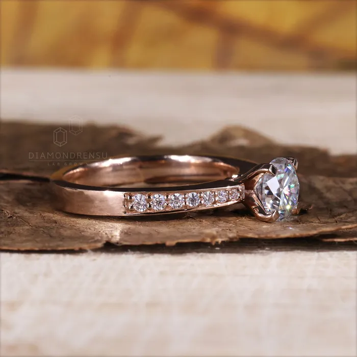 Diamondrensu Rings Round Diamond Engagement Ring 116 TCW EFVVS Round Lab Grown Diamond Ring Anniversary Gift Ring for Her