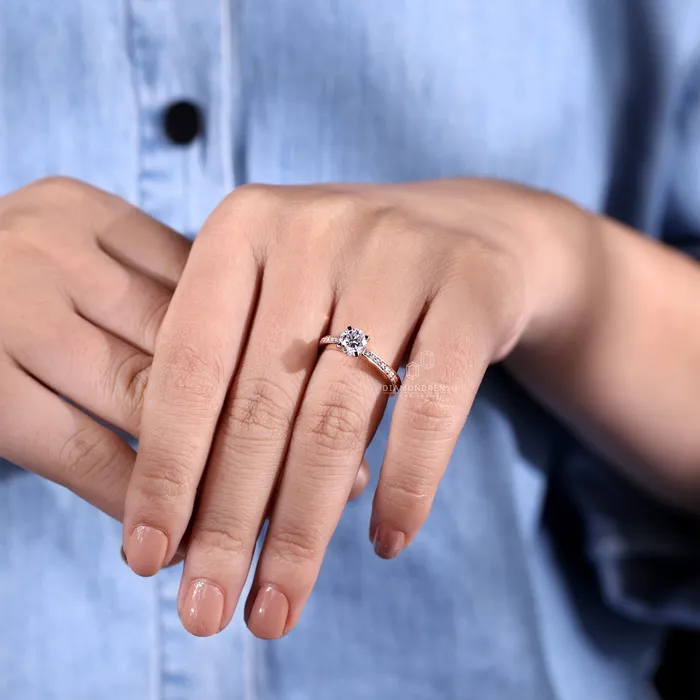Diamondrensu Rings Round Diamond Engagement Ring 116 TCW EFVVS Round Lab Grown Diamond Ring Anniversary Gift Ring for Her