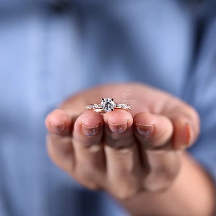 Diamondrensu Rings Round Diamond Engagement Ring 116 TCW EFVVS Round Lab Grown Diamond Ring Anniversary Gift Ring for Her