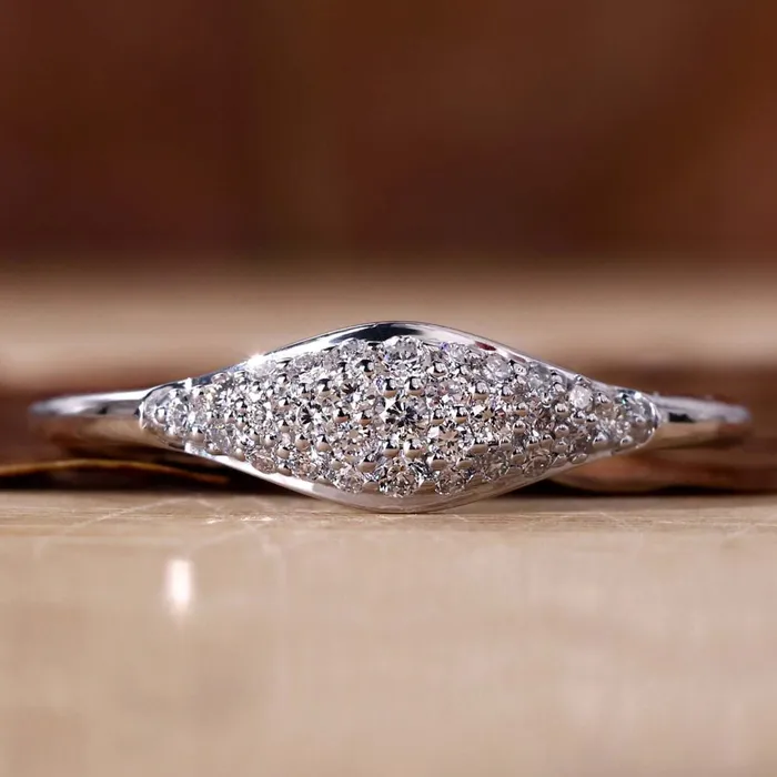 Diamondrensu Rings Signet Round Diamond Ring Promise Ring for Women