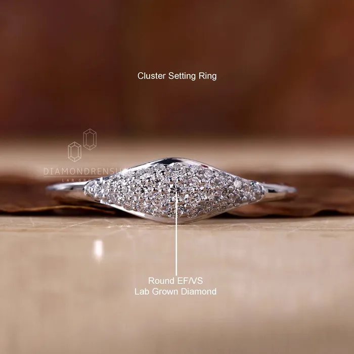 Diamondrensu Rings Signet Round Diamond Ring Promise Ring for Women
