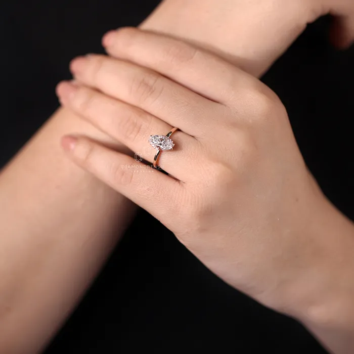 Diamondrensu Rings Vintage Inspired Halo Engagement Ring 103 CT Marquise Cut EVS Lab Diamond Ring Milgrain Setting Ring