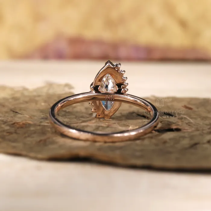 Diamondrensu Rings Vintage Inspired Halo Engagement Ring 103 CT Marquise Cut EVS Lab Diamond Ring Milgrain Setting Ring