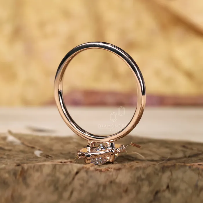 Diamondrensu Rings Vintage Inspired Halo Engagement Ring 103 CT Marquise Cut EVS Lab Diamond Ring Milgrain Setting Ring