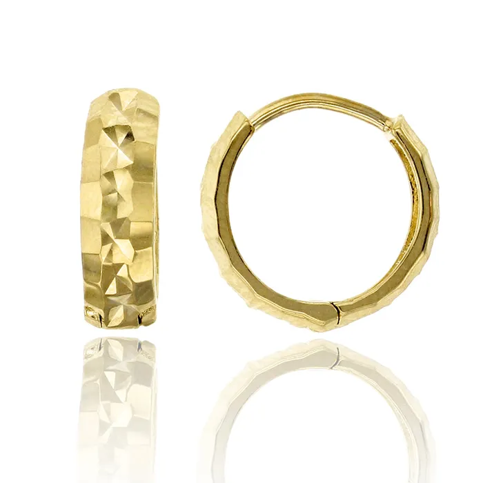 Earrings 14K Yellow Gold Diamond Cut 350x780mm Huggie Earring DecadenceJewelry Earrings 14K Yellow Gold Diamond Cut 350x780mm Huggie Earring DecadenceJewelry