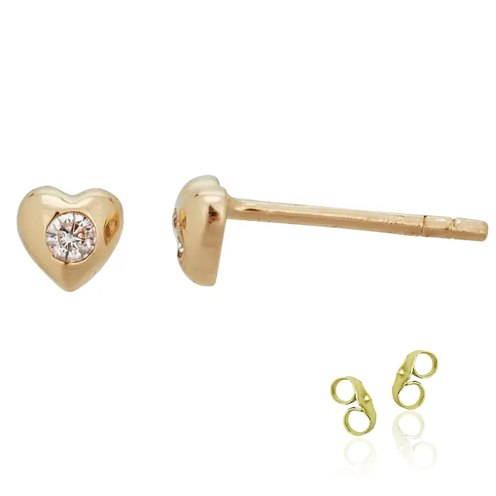Earrings DecadenceJewelry 14K Yellow Gold CZ Heart Stud Earring