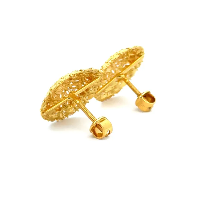 Earrings Gold Palace 22k Yellow Gold Filigree Medium Earrings with gold weight of 695g