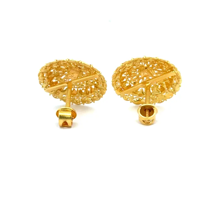 Earrings Gold Palace 22k Yellow Gold Filigree Medium Earrings with gold weight of 695g