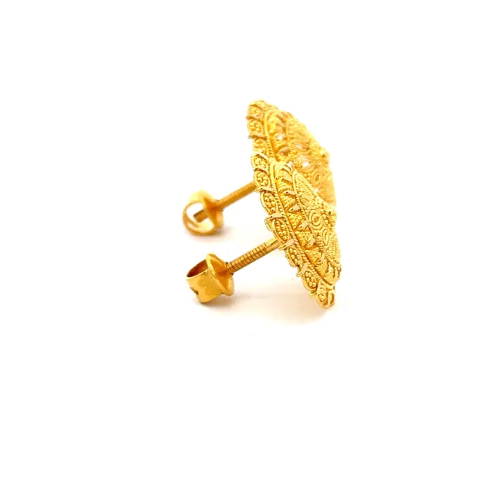 Earrings Gold Palace 22k Yellow Gold Filigree Medium Earrings with gold weight of 695g
