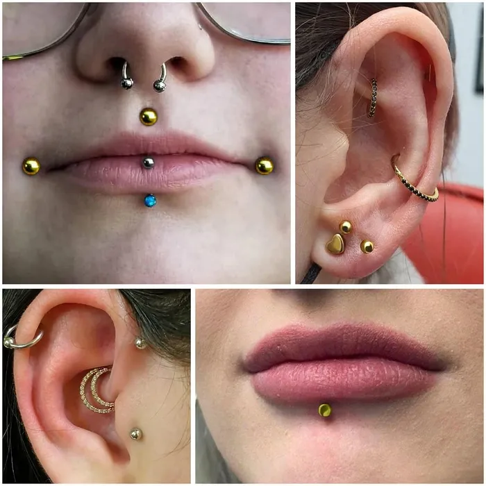 Earrings OUFER BODY JEWELRY 14K Solid Gold Labret Stud 16G Externally Threaded Lip Stud Earrings OUFER BODY JEWELRY 14K Solid Gold Labret Stud 16G Externally Threaded Lip Stud