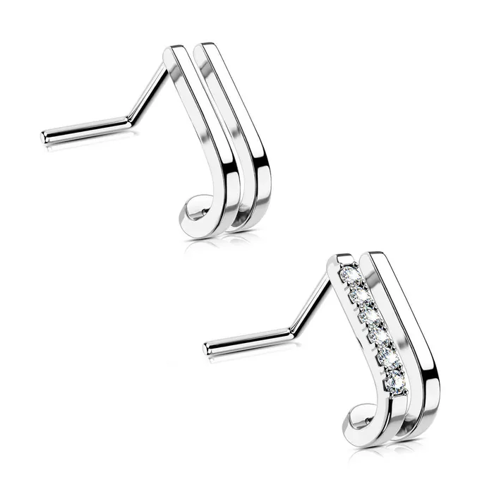 Earrings OUFER BODY JEWELRY 2PCS 20G Musical Notes LShaped Nose Stud