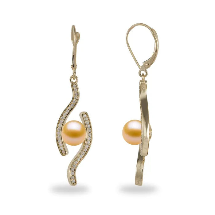 Earrings PickAPearl Pick A Pearl Earrings with Diamonds in Gold