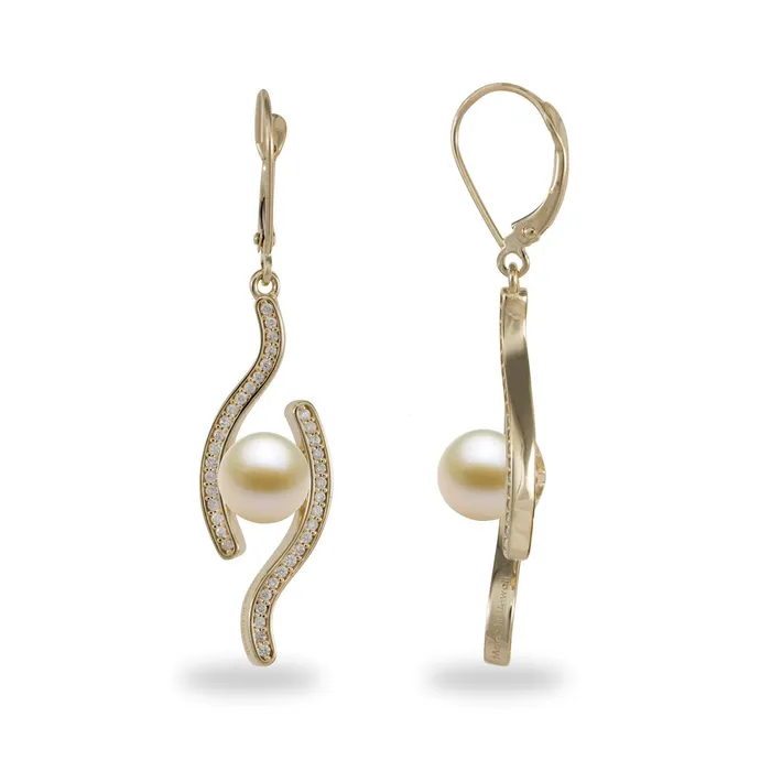 Earrings PickAPearl Pick A Pearl Earrings with Diamonds in Gold