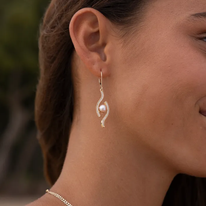 Earrings PickAPearl Pick A Pearl Earrings with Diamonds in Gold