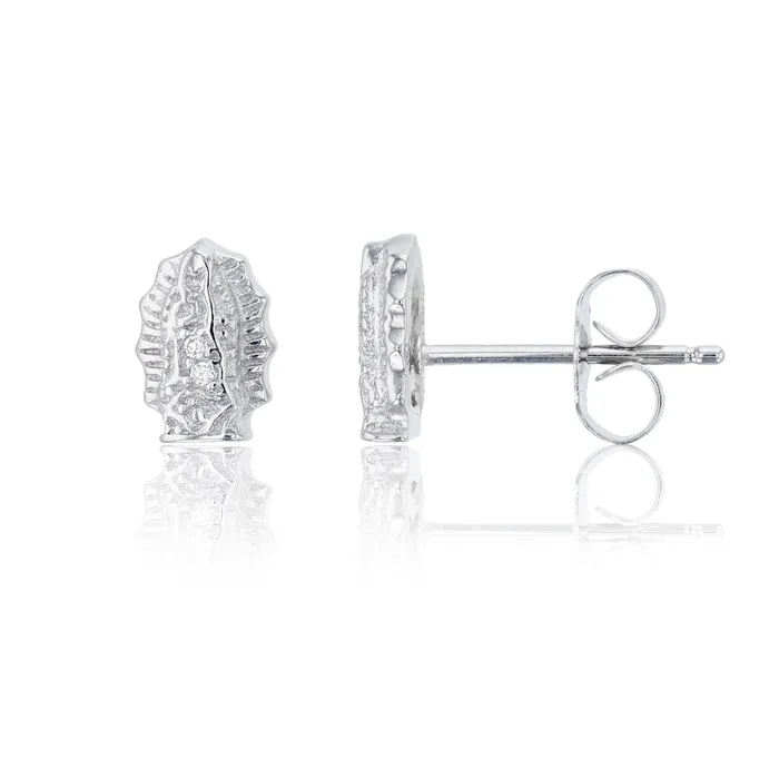 Earrings Silver Sterling Silver Rhodium Micropave Virgin Mary Stud Earring Earrings Silver Sterling Silver Rhodium Micropave Virgin Mary Stud Earring