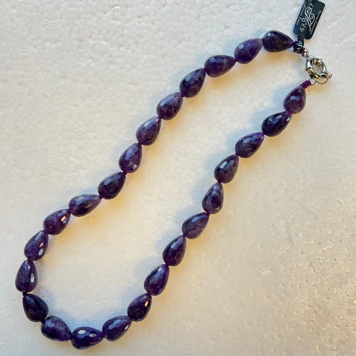 Faceted Amethyst Beads Gemstone Necklace KALIFANO Necklaces