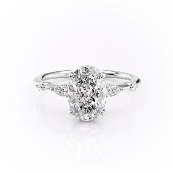 Flawless Moissanite Oval Cut Moissanite Shoulder Set Ring With Hidden Halo Rings Flawless Moissanite Oval Cut Moissanite Shoulder Set Ring With Hidden Halo Rings