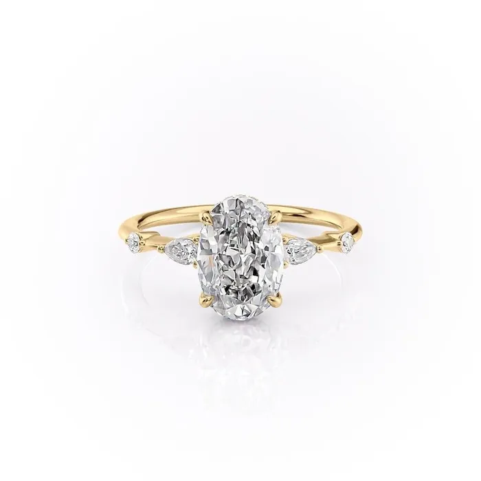 Flawless Moissanite Oval Cut Moissanite Shoulder Set Ring With Hidden Halo Rings Flawless Moissanite Oval Cut Moissanite Shoulder Set Ring With Hidden Halo Rings