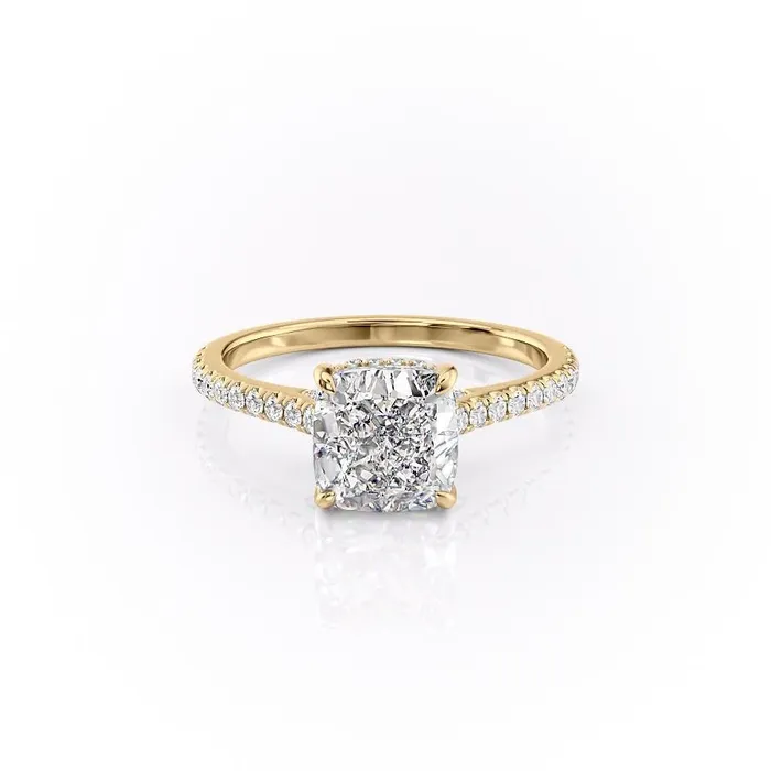 Flawless Moissanite Rings Cushion Cut Moissanite Shoulder Set Ring With Hidden Halo Flawless Moissanite Rings Cushion Cut Moissanite Shoulder Set Ring With Hidden Halo
