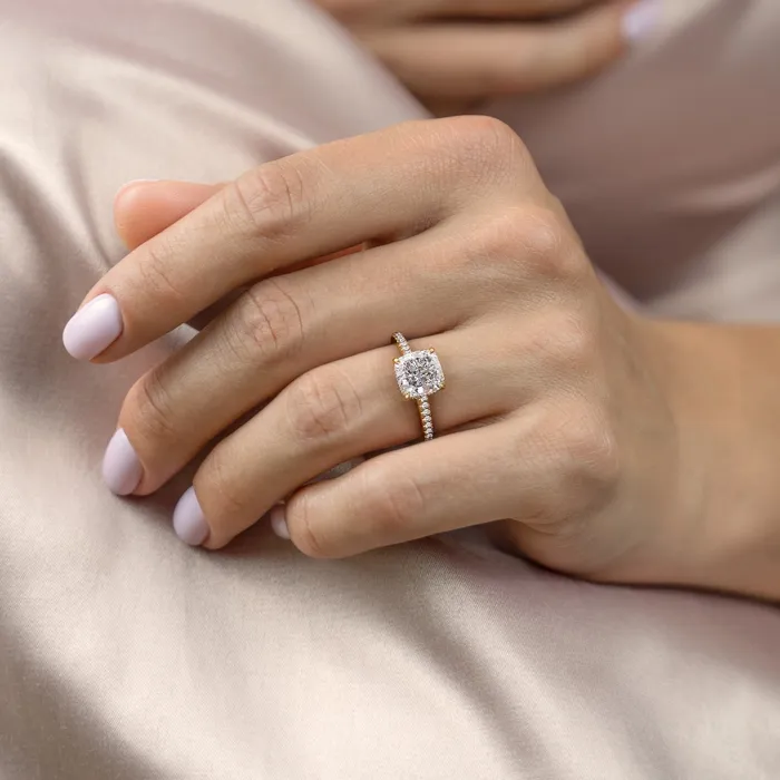 Flawless Moissanite Rings Cushion Cut Moissanite Shoulder Set Ring With Hidden Halo Flawless Moissanite Rings Cushion Cut Moissanite Shoulder Set Ring With Hidden Halo