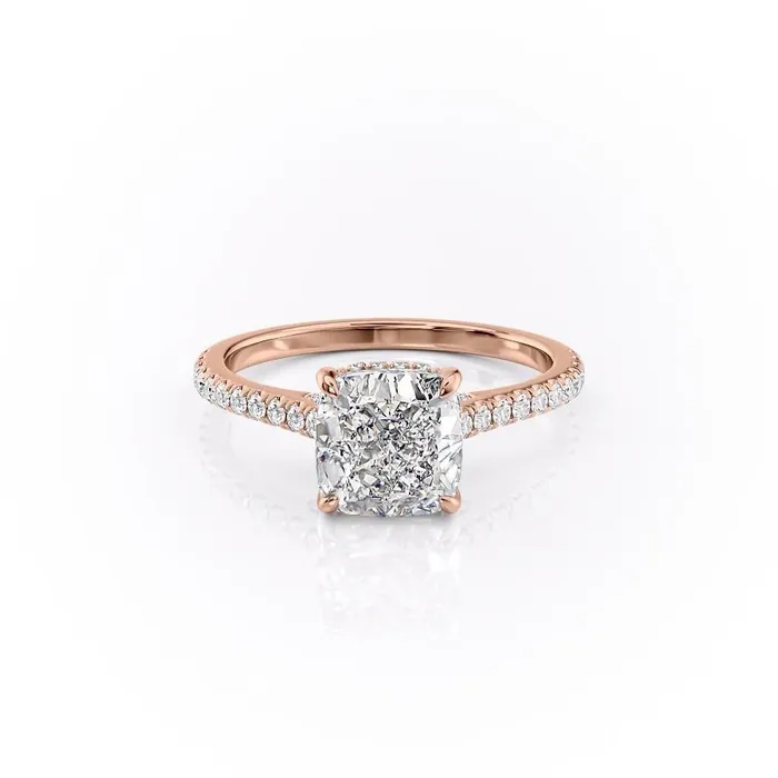 Flawless Moissanite Rings Cushion Cut Moissanite Shoulder Set Ring With Hidden Halo Flawless Moissanite Rings Cushion Cut Moissanite Shoulder Set Ring With Hidden Halo