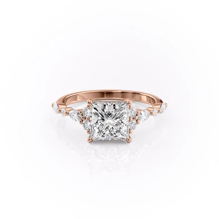 Flawless Moissanite Rings Princess Cut Moissanite Shoulder Set Ring Vintage Design Flawless Moissanite Rings Princess Cut Moissanite Shoulder Set Ring Vintage Design