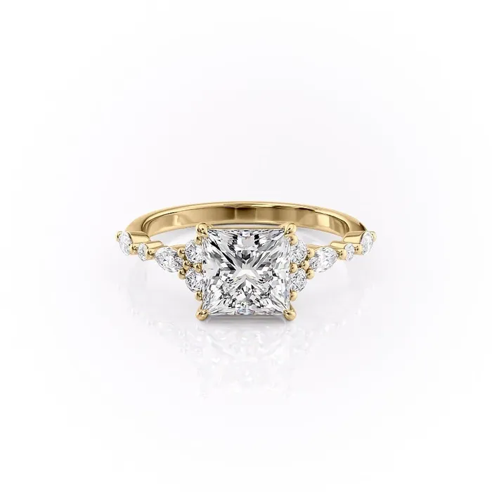 Flawless Moissanite Rings Princess Cut Moissanite Shoulder Set Ring Vintage Design Flawless Moissanite Rings Princess Cut Moissanite Shoulder Set Ring Vintage Design