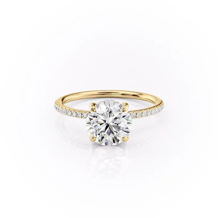 Flawless Moissanite Rings Round Cut Moissanite Engagement Ring Hidden Halo