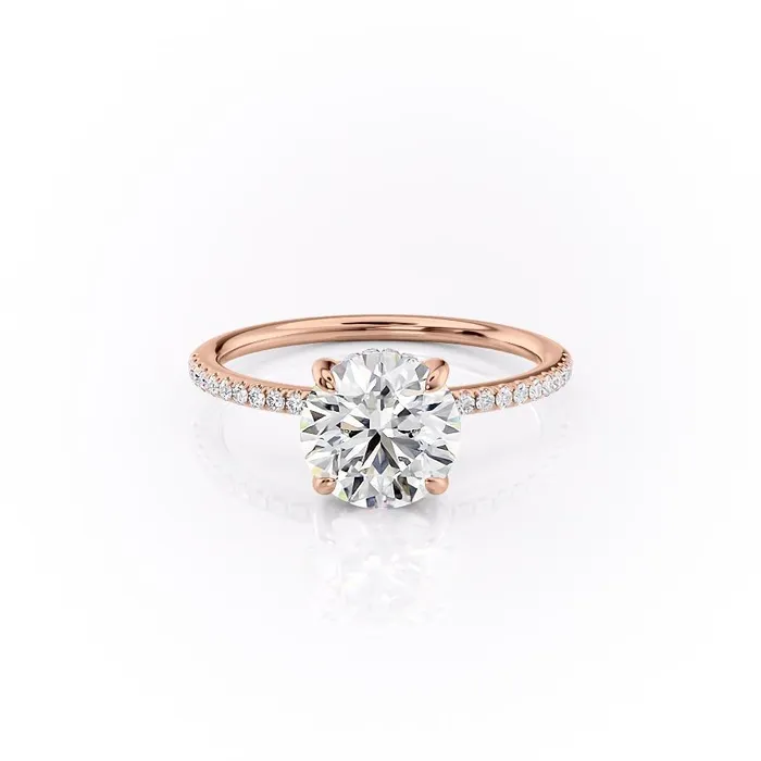 Flawless Moissanite Rings Round Cut Moissanite Engagement Ring Hidden Halo