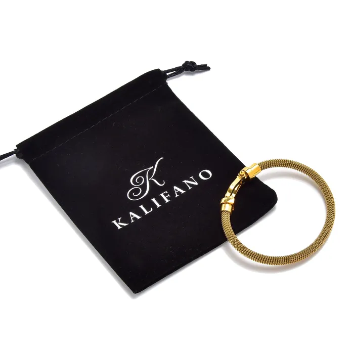 Gold Equestrian Woven Braided Steel Hearts Bracelet Kalifano Bracelets