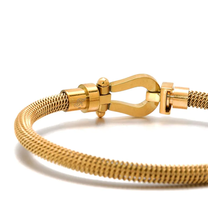 Gold Equestrian Woven Braided Steel Hearts Bracelet Kalifano Bracelets