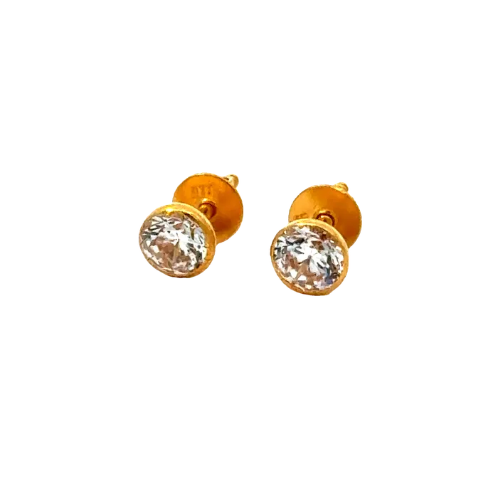 Gold Palace 22k Yellow Gold Cubic Zirconia Luxe Stud Earrings with gold weight of 0767g Earrings