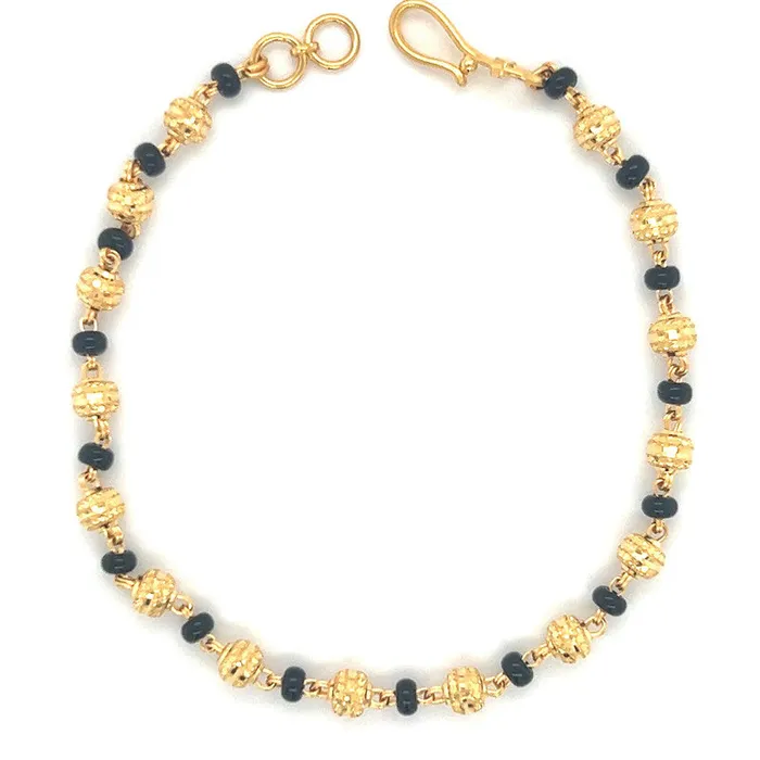 Gold Palace Bracelets 22K Gold Bead and Black Bead Bracelet