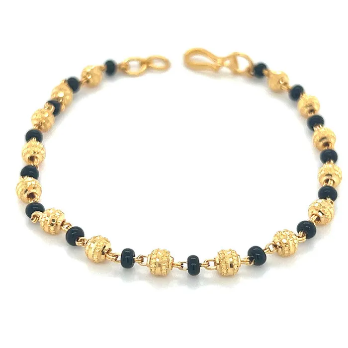 Gold Palace Bracelets 22K Gold Bead and Black Bead Bracelet
