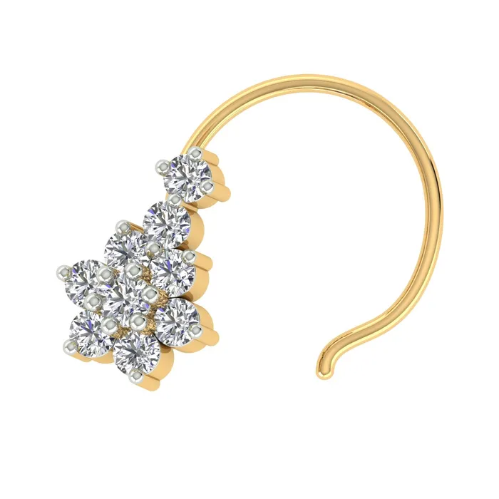 Gold Palace Necklaces 18k Yellow Gold Round Brilliant Cut Stunning Diamond Nose Pin with Wire of 005 Carat Gold Palace Necklaces 18k Yellow Gold Round Brilliant Cut Stunning Diamond Nose Pin with Wire of 005 Carat