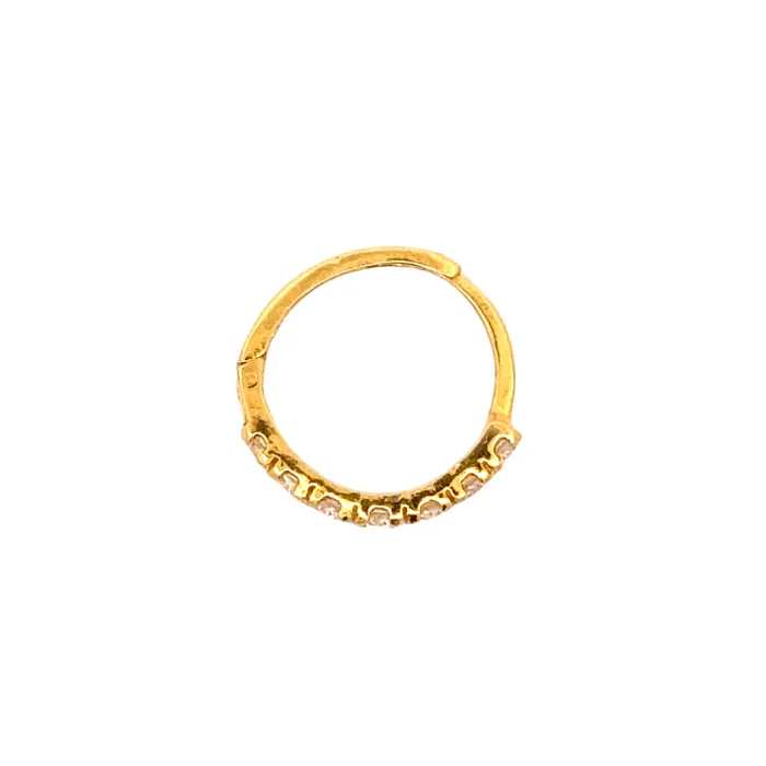 Gold Palace Rings 22k Yellow Gold Cubic Zirconia Nose Ring with gold weight of 076g