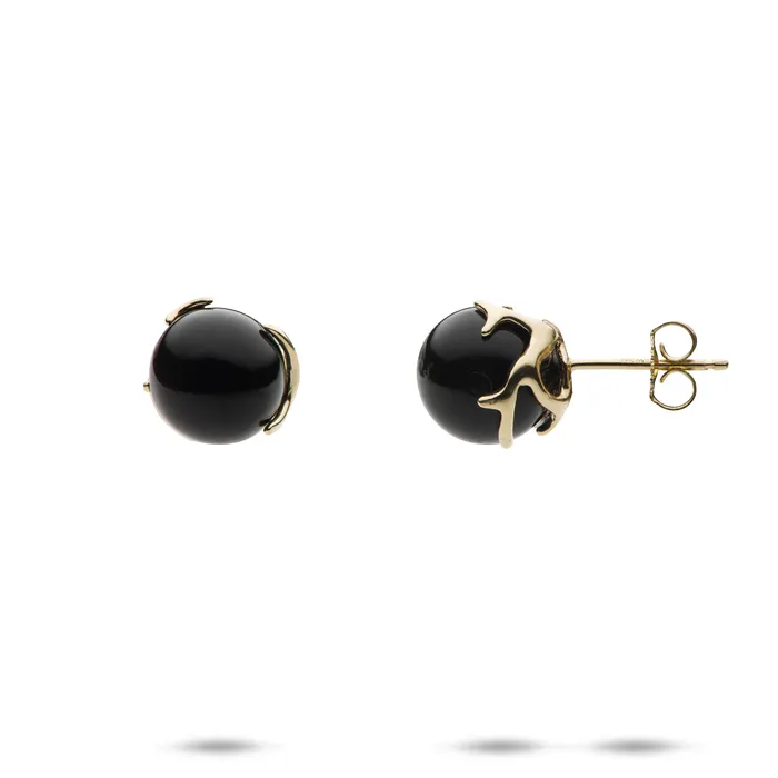 Heritage Black Coral Earrings in Gold Maui Divers Jewelry Earrings