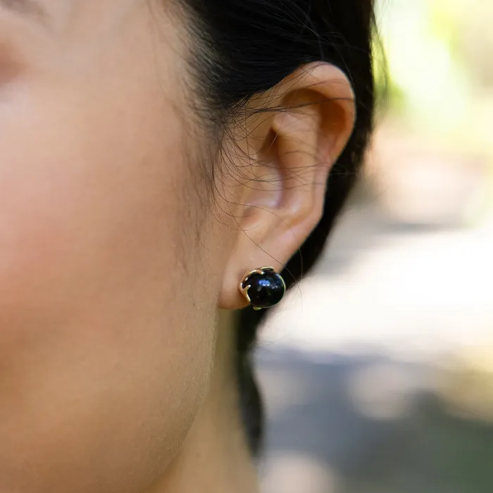 Heritage Black Coral Earrings in Gold Maui Divers Jewelry Earrings
