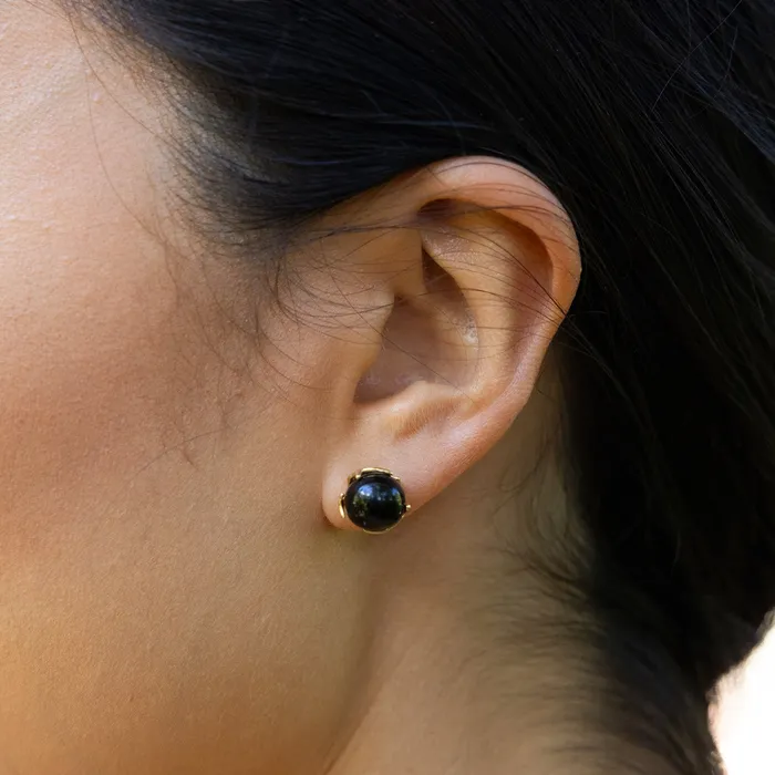 Heritage Black Coral Earrings in Gold Maui Divers Jewelry Earrings