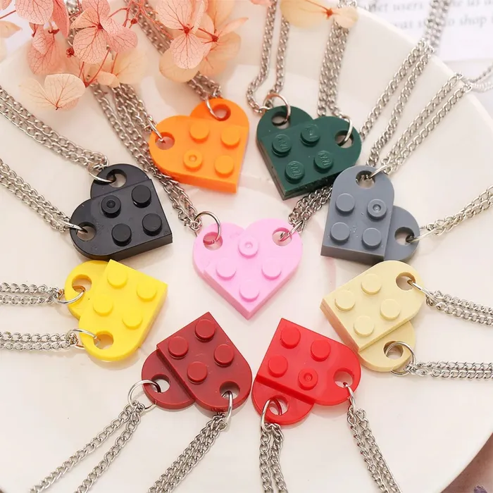 Hidden Forever Mother Daughter Building Brick Heart Necklace Necklaces