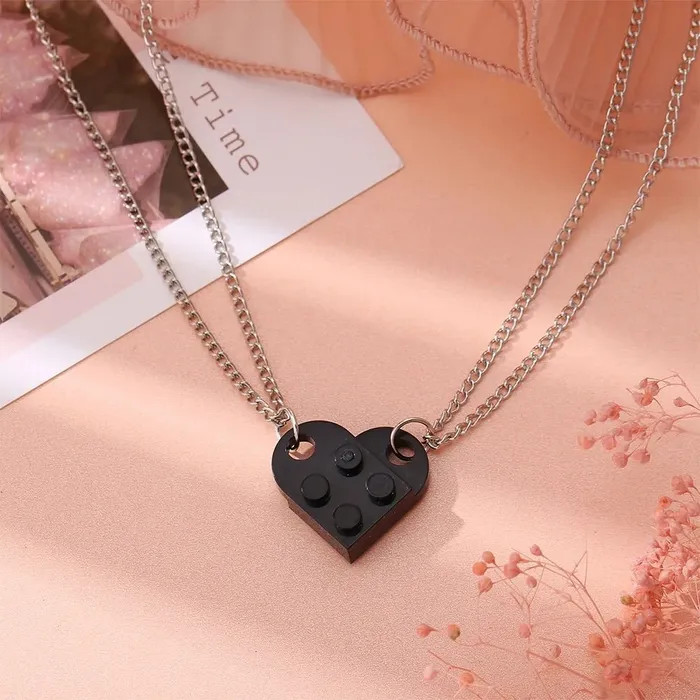 Hidden Forever Mother Daughter Building Brick Heart Necklace Necklaces