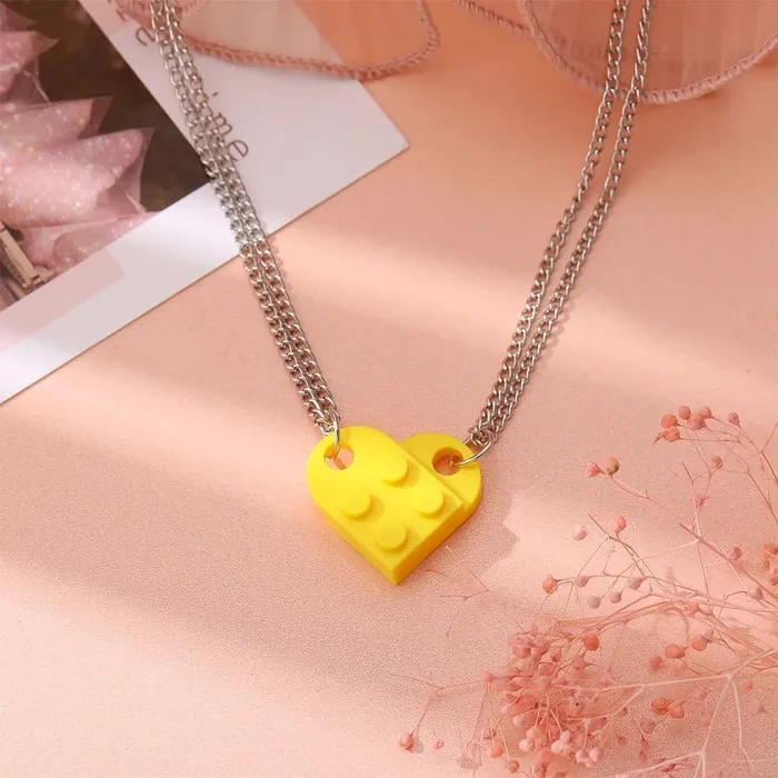 Hidden Forever Mother Daughter Building Brick Heart Necklace Necklaces