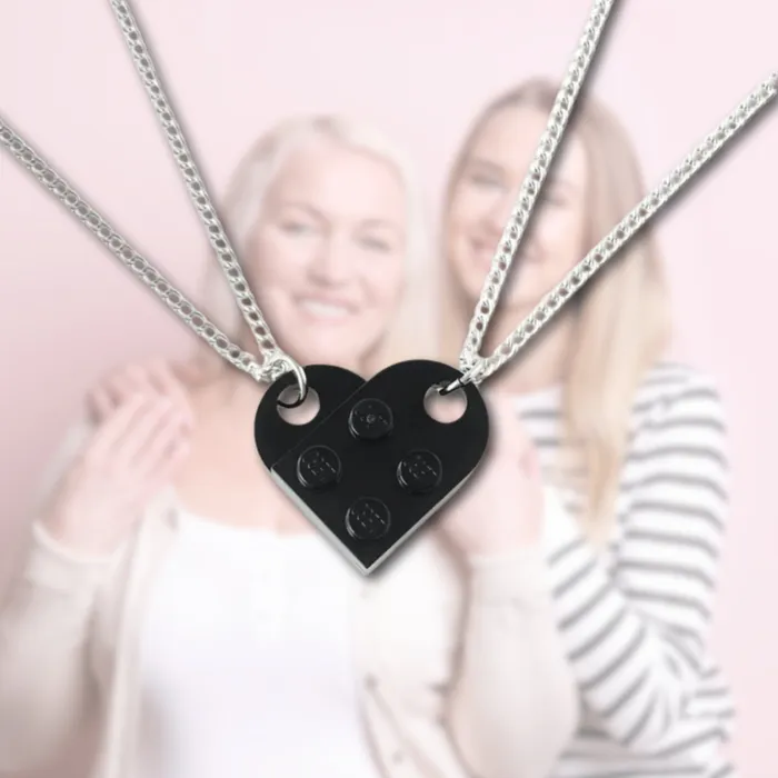 Hidden Forever Mother Daughter Building Brick Heart Necklace Necklaces