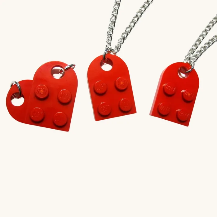 Hidden Forever Mother Daughter Building Brick Heart Necklace Necklaces