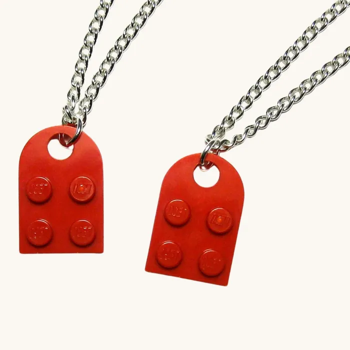 Hidden Forever Mother Daughter Building Brick Heart Necklace Necklaces